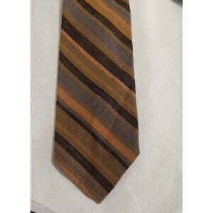 Vintage Tie Eros Wide Mens Necktie Brown Diagonal Stripe Tweed Thick